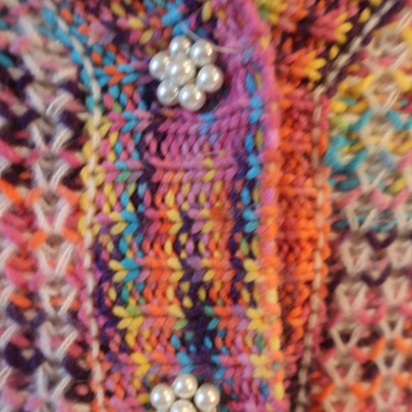 Women Shag Boutique Multi Color Knit Cardigan Sweater L* - Picture 4 of 7